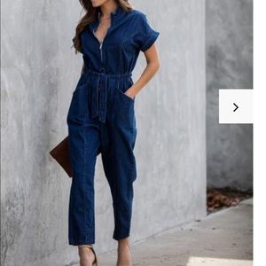 Denim utility jumpsuit